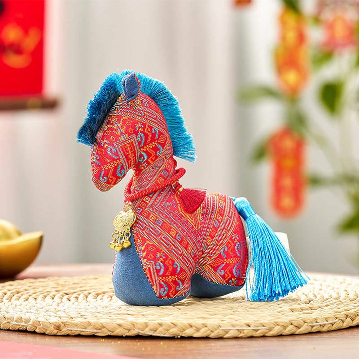 Buddha Stones Year Of The Horse Red String Embroidery Ingot Tassel Decoration - Red Horse - 16*12cm - image 1