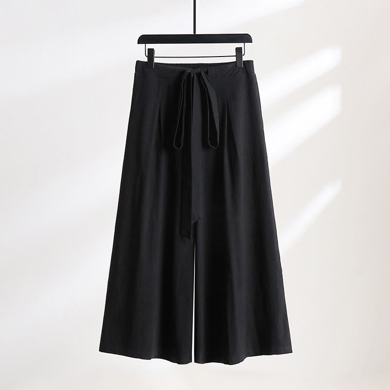 Buddha Stones 2Pcs Fall Lace-up Cotton Kimono Ankle-Length Wide Leg Pants With Pockets Men's Meditation Cloth Set - image 7