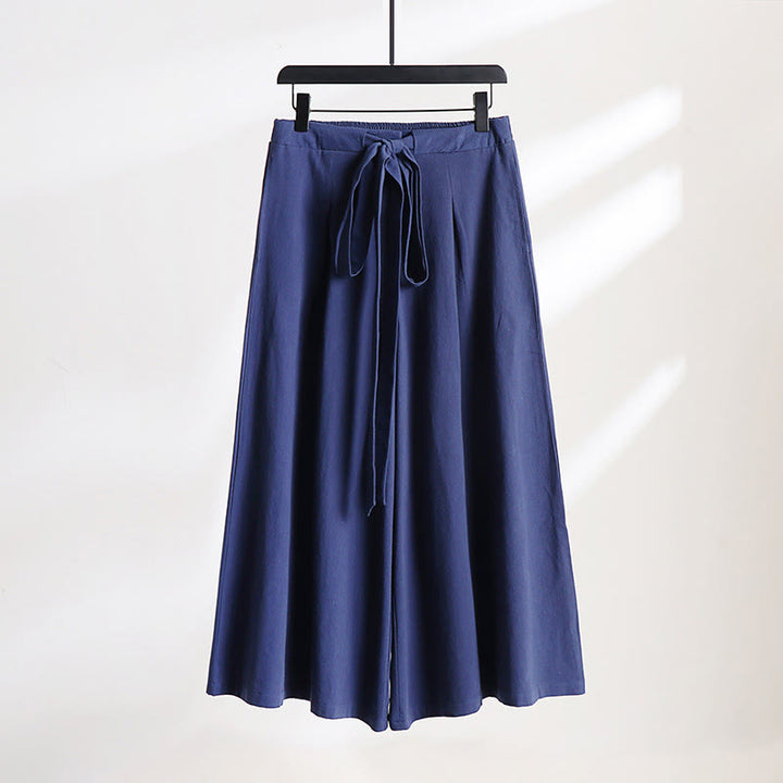 Buddha Stones 2Pcs Fall Lace-up Cotton Kimono Ankle-Length Wide Leg Pants With Pockets Men's Meditation Cloth Set - image 11