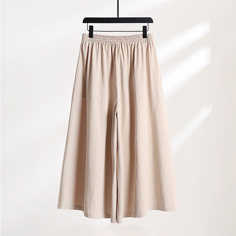 Buddha Stones 2Pcs Fall Lace-up Cotton Kimono Ankle-Length Wide Leg Pants With Pockets Men's Meditation Cloth Set - image 16