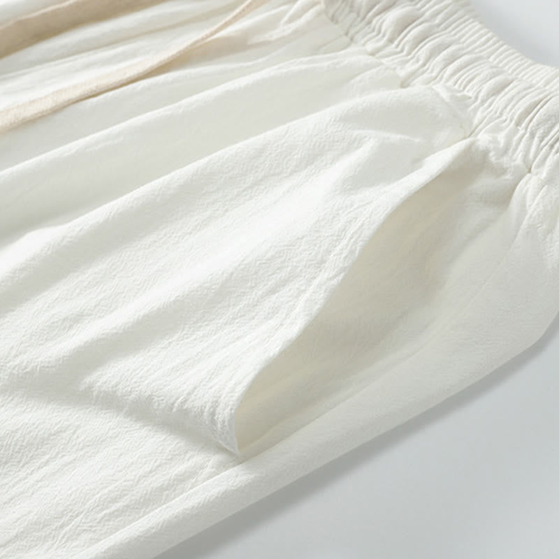 Buddha Stones 2Pcs Fall Lace-up Three Quarter Sleeve Cotton Kimono Drawstring Pants With Pockets Men's Meditation Cloth Set - image 15