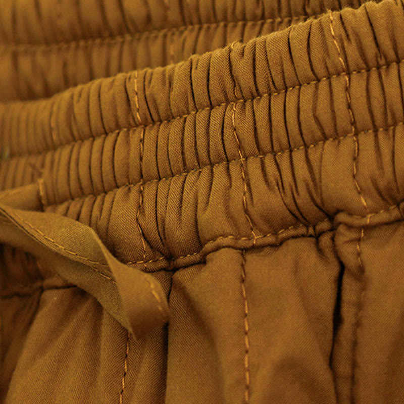 Buddha Stones Winter Plain Color Blocking Design Cotton Women's Harem Pants With Pockets - image 30