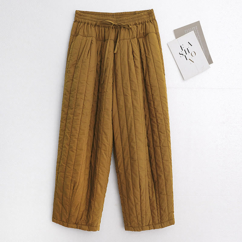 Buddha Stones Winter Plain Color Blocking Design Cotton Women's Harem Pants With Pockets - Goldenrod - US8-10，UK/AU12-14，EU40-42 (2XL) - image 28