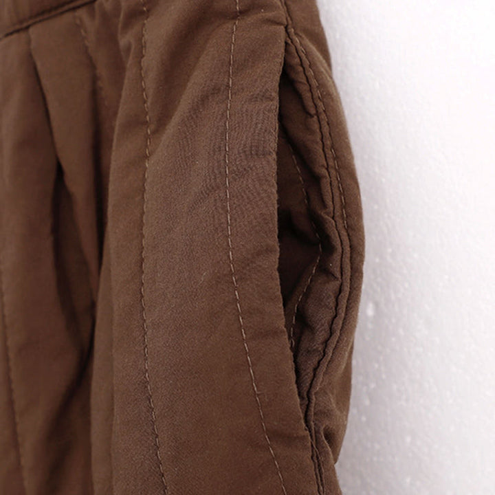 Buddha Stones Winter Plain Color Blocking Design Cotton Women's Harem Pants With Pockets - image 17