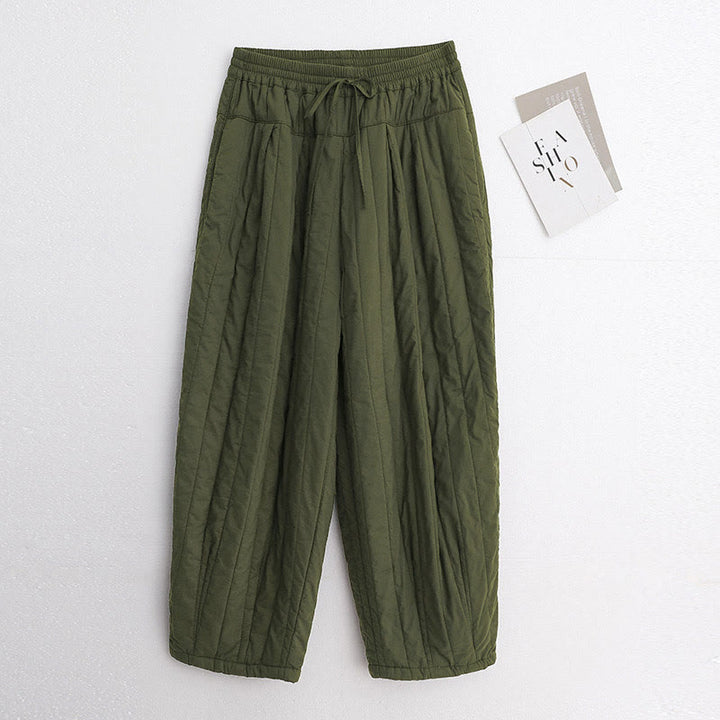Buddha Stones Winter Plain Color Blocking Design Cotton Women's Harem Pants With Pockets - DarkGreen - US8-10，UK/AU12-14，EU40-42 (2XL) - image 20