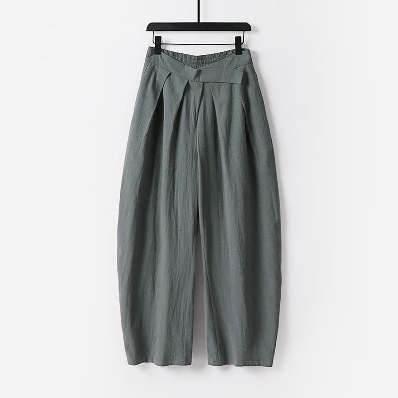 Buddha Stones Plain Straight Leg Zipper Design Men's Cotton Linen Pants With Pockets - Gray - US/UK/AU54，EU64 (9XL) - image 0