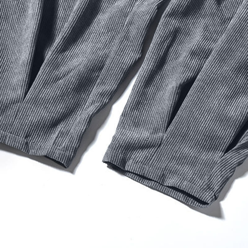Buddha Stones Retro Men's Plain Fleece-Lined Corduroy Simple Design Harem Pants With Pockets - image 31