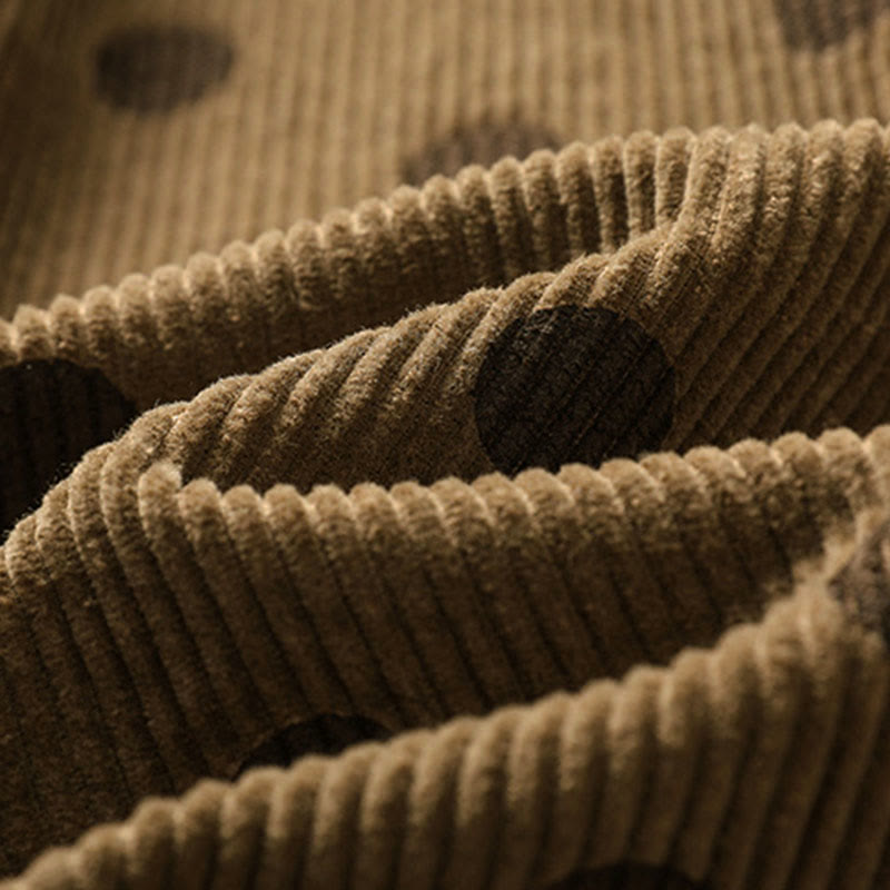 Buddha Stones Winter Polka Dot Pattern Women's Corduroy Skirt With Pockets - image 5