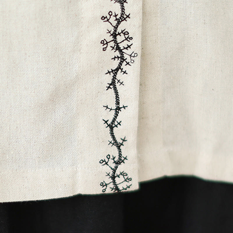 Buddha Stones Spring Embroidery Buttons Design Women's Cotton Peter Pan Collar Long Sleeve Shirt - image 11