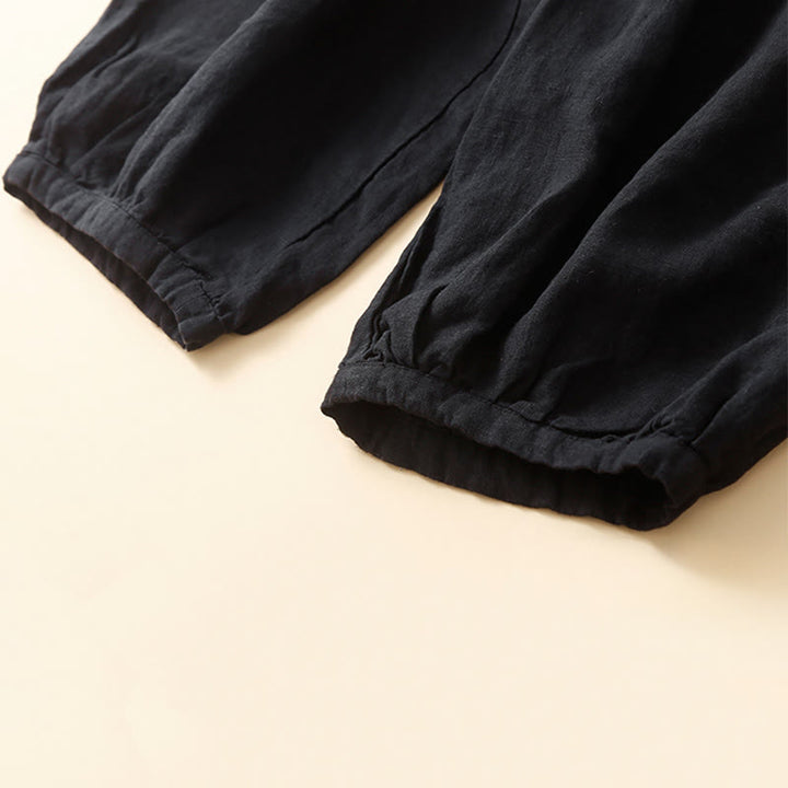 Buddha Stones Commute Women's Plain Harem Capri Cotton Pants With Pockets - image 11