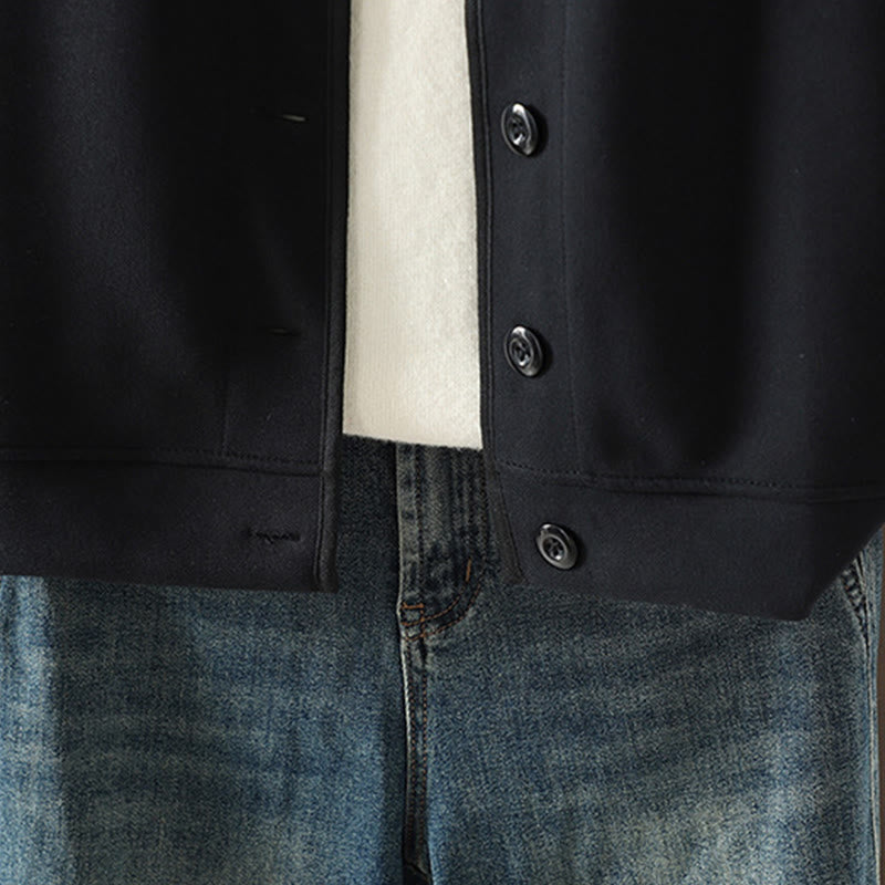 Buddha Stones Simple Plain V-Neck Buttons Down Design Women's Cotton Long Sleeve Jacket - image 4