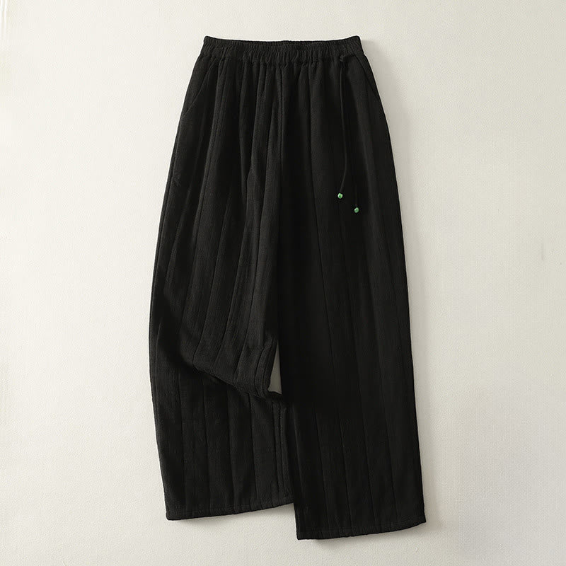 Buddha Stones Plain Cotton Polyester Thick Women's Pants With Pockets - Black - US8-10，UK/AU12-14，EU40-42 (2XL) - image 8