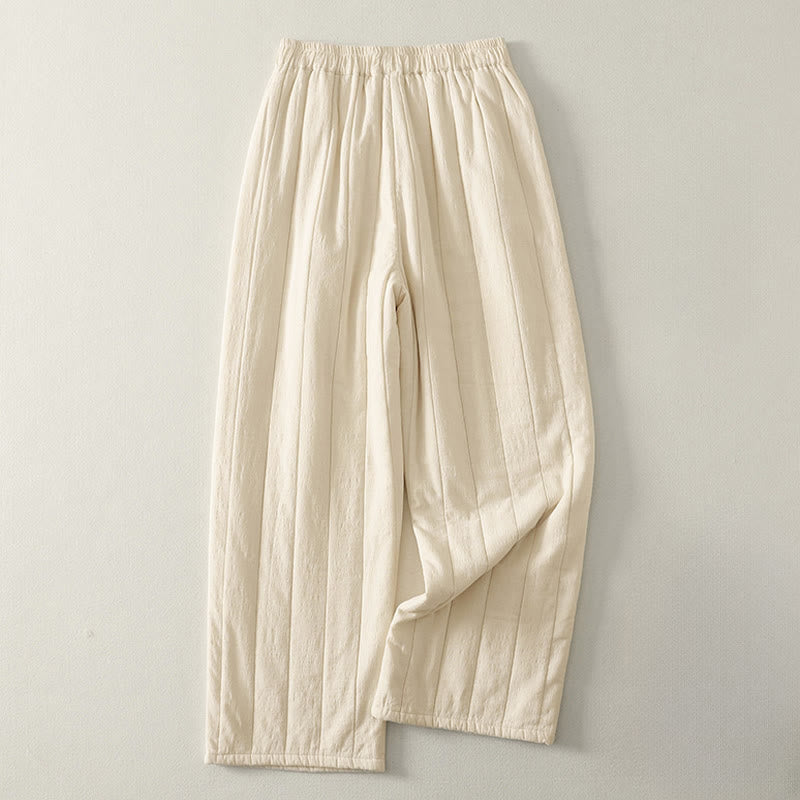 Buddha Stones Plain Cotton Polyester Thick Women's Pants With Pockets - image 1