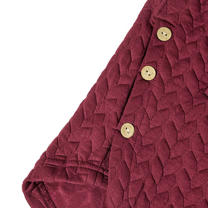 Buddha Stones Fall Wheat Ear Pattern Mid-length Design Women's Long Sleeve Hooded Coat With Pockets - image 5