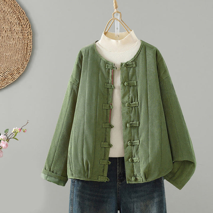 Buddha Stones Simple Plain Frog-Button Women's Cotton Long Sleeve Jacket - MediumSeaGreen - US14，UK/AU18，EU46 (2XL) - image 10