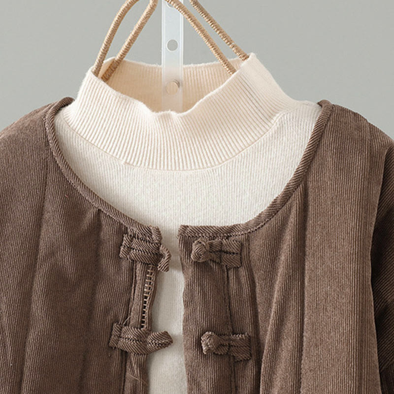 Buddha Stones Simple Plain Frog-Button Women's Cotton Long Sleeve Jacket - image 2