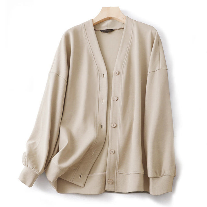 Buddha Stones Plain Buttons Women's Cotton Long Sleeve Jacket - PapayaWhip - US12，UK/AU16，EU44 (2XL) - image 0