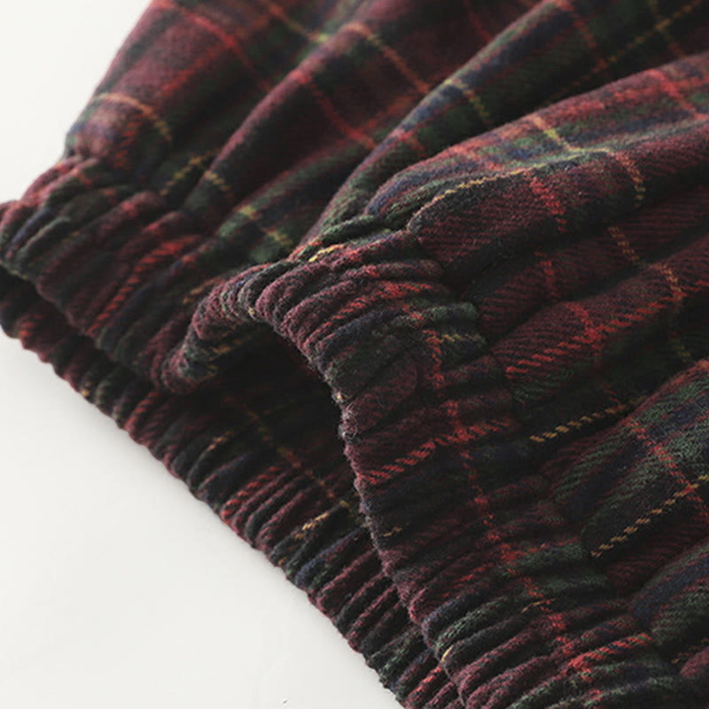 Buddha Stones Spring Fall Women's Plaid Pattern Cotton Skirt With Pockets - image 4