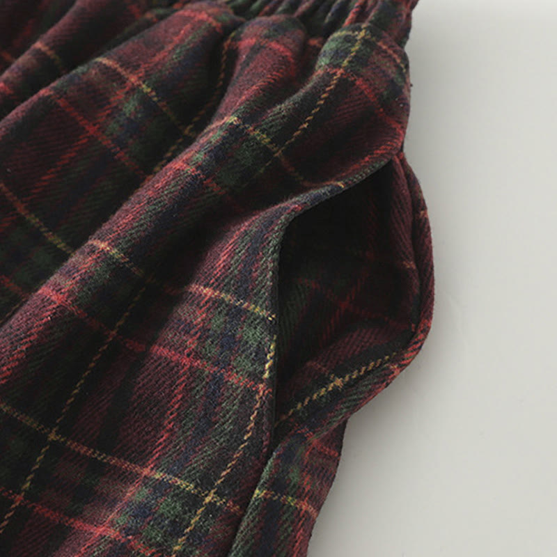 Buddha Stones Spring Fall Women's Plaid Pattern Cotton Skirt With Pockets - image 6