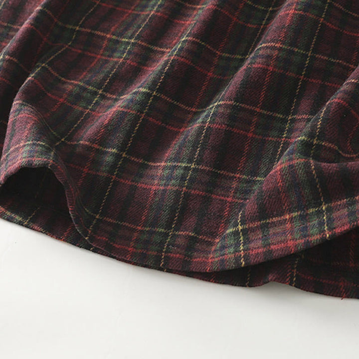 Buddha Stones Spring Fall Women's Plaid Pattern Cotton Skirt With Pockets - image 5