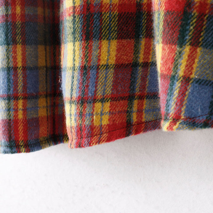 Buddha Stones Fall Winter Women's Plaid Pattern Cotton Skirt With Pockets - image 4