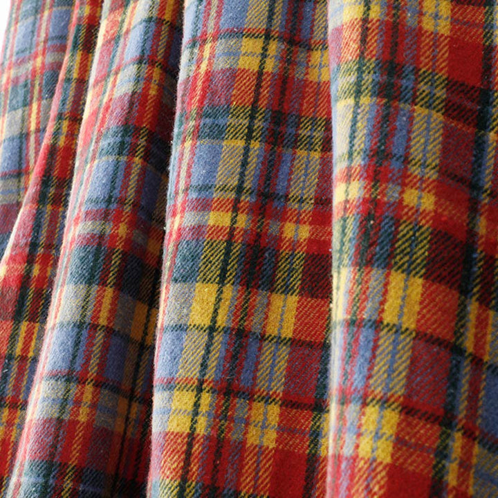 Buddha Stones Fall Winter Women's Plaid Pattern Cotton Skirt With Pockets - image 8