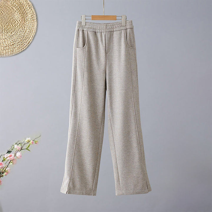 Buddha Stones Plain Color Blocking Cotton Thick Casual Women's Pants With Pockets - DarkGray - US8-10，UK/AU12-14，EU40-42 (2XL) - image 9