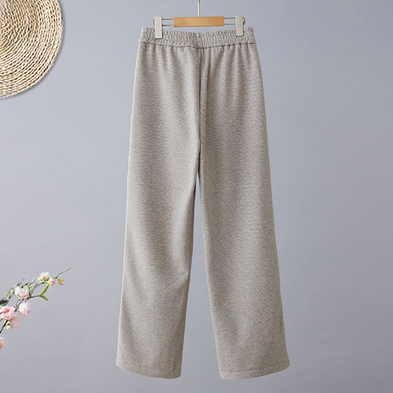 Buddha Stones Plain Color Blocking Cotton Thick Casual Women's Pants With Pockets - image 10