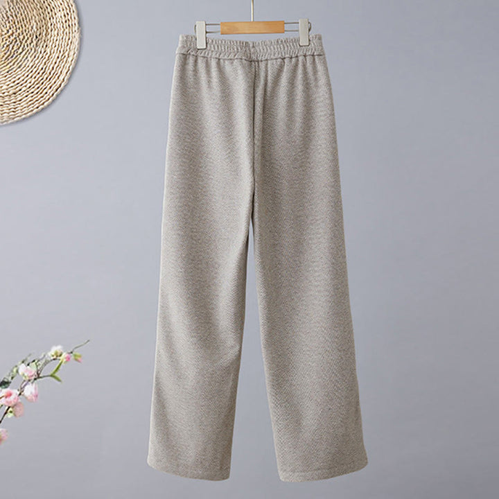 Buddha Stones Plain Color Blocking Cotton Thick Casual Women's Pants With Pockets - image 10