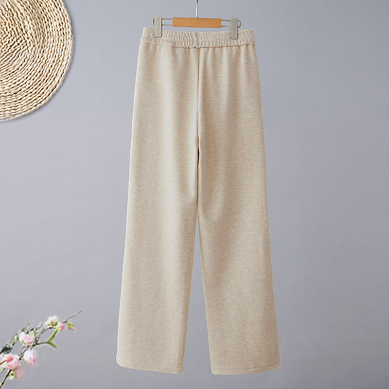 Buddha Stones Plain Color Blocking Cotton Thick Casual Women's Pants With Pockets - image 2