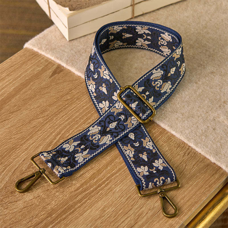 Buddha Stones Bohemian Flower Geometric Embroidery Adjustable Handbags Crossbody Shoulder Bag Purse Straps Replacement - SteelBlue - 75-135cm*5cm - image 5