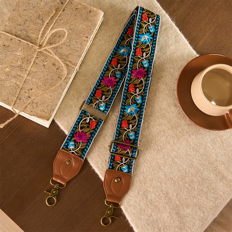 Buddha Stones Bohemian Flower Vine Geometric Embroidery Adjustable Handbags Crossbody Shoulder Bag Purse Straps Replacement - image 1