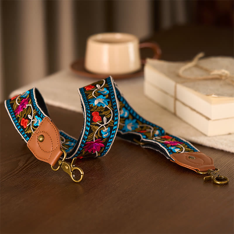 Buddha Stones Bohemian Flower Vine Geometric Embroidery Adjustable Handbags Crossbody Shoulder Bag Purse Straps Replacement - image 3