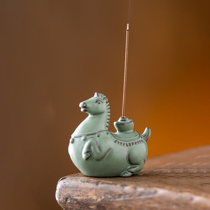 Buddha Stones Year Of The Horse 2026 New Year Ingot Luck Incense Burner - Aquamarine Horse(7.6*4.1*6.9cm) - image 11