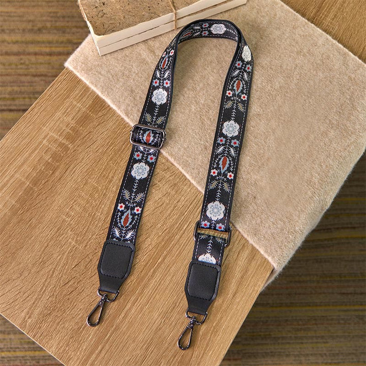 Buddha Stones Boho Black Flower Geometric Adjustable Handbags Crossbody Shoulder Bag Straps Replacement - image 1