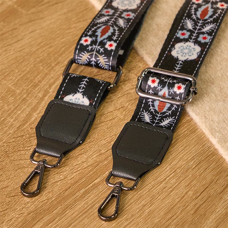 Buddha Stones Boho Black Flower Geometric Adjustable Handbags Crossbody Shoulder Bag Straps Replacement - image 4