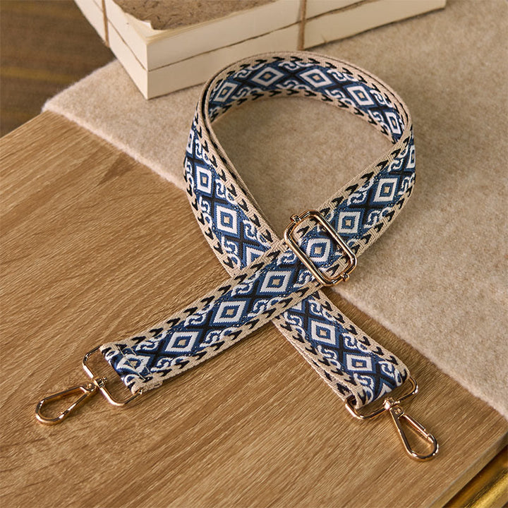 Buddha Stones Boho Rhombus Quadrilateral Stripe Geometric Jacquard Adjustable Handbags Crossbody Shoulder Bag Straps Replacement - SteelBlue - 75-145cm*3.8cm - image 7