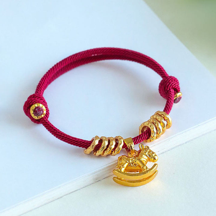 Buddha Stones Year Of The Horse Simple Horse Circle Charm Rope Faith Bracelet - image 8