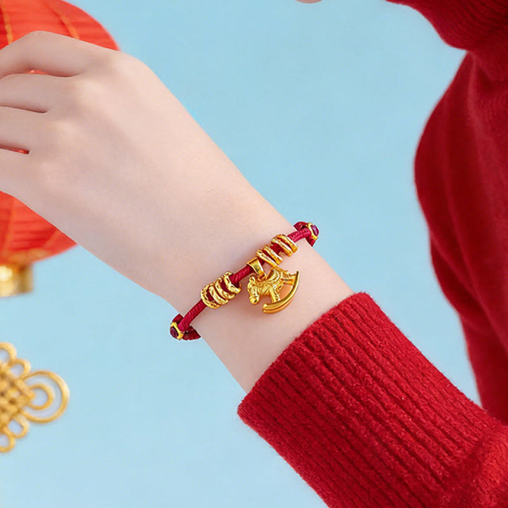 Buddha Stones Year Of The Horse Simple Horse Circle Charm Rope Faith Bracelet - image 11