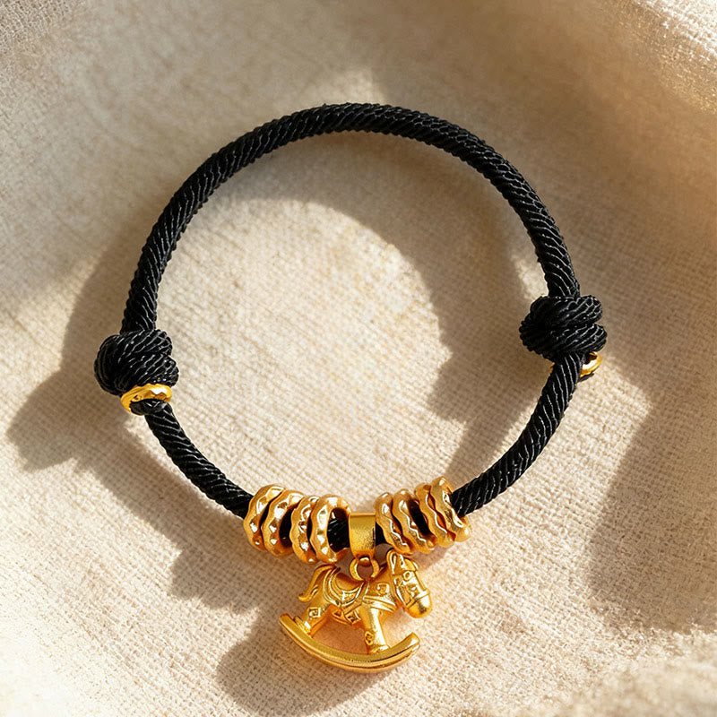 Buddha Stones Year Of The Horse Simple Horse Circle Charm Rope Faith Bracelet - image 13