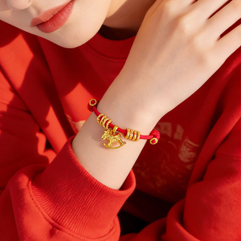 Buddha Stones Year Of The Horse Simple Horse Circle Charm Rope Faith Bracelet - image 3