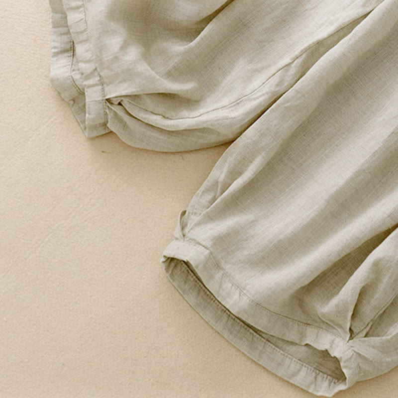 Buddha Stones Summer Elastic Waist Cotton Women's Capri Cropped Harem Pants With Pockets - image 7