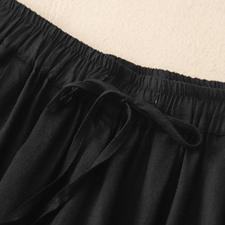 Buddha Stones Summer Elastic Waist Cotton Women's Capri Cropped Harem Pants With Pockets - image 11