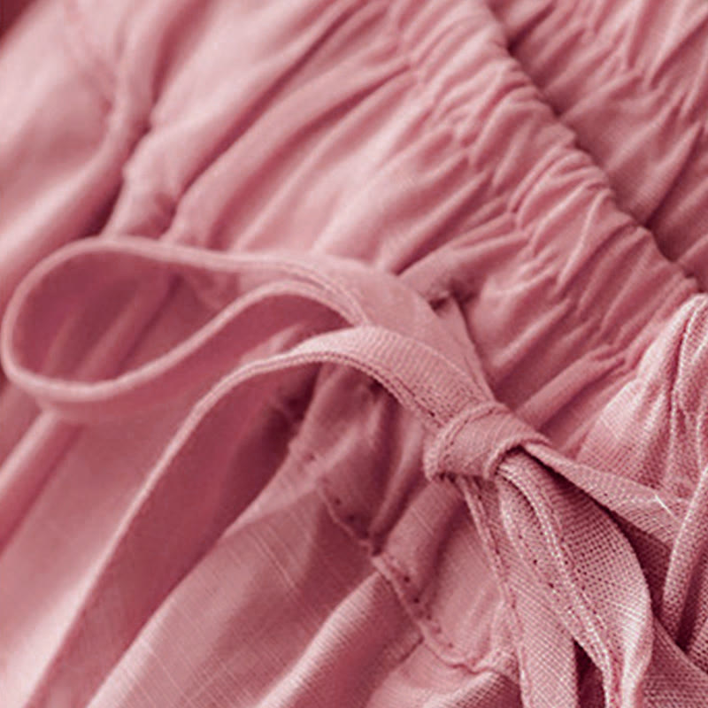 Buddha Stones Summer Elastic Waist Cotton Women's Capri Cropped Harem Pants With Pockets - image 20