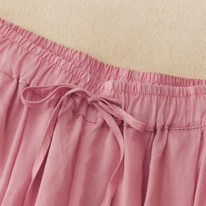 Buddha Stones Summer Elastic Waist Cotton Women's Capri Cropped Harem Pants With Pockets - image 19