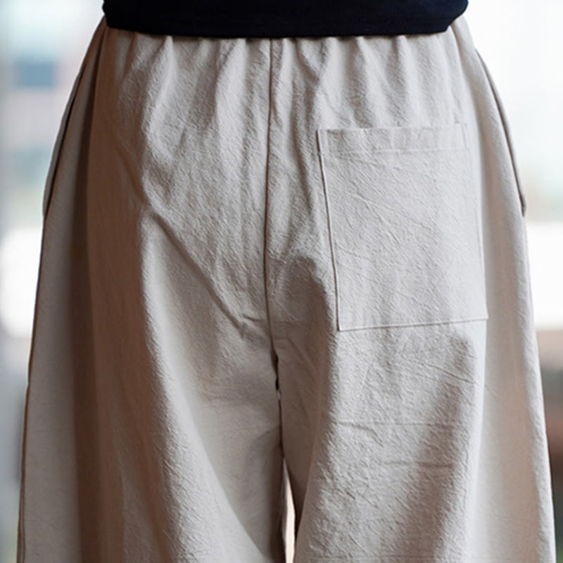 Buddha Stones Summer Plain One Chinese Frog-Button Straight Leg Design Men's Cotton Linen Pants With Pockets - image 13