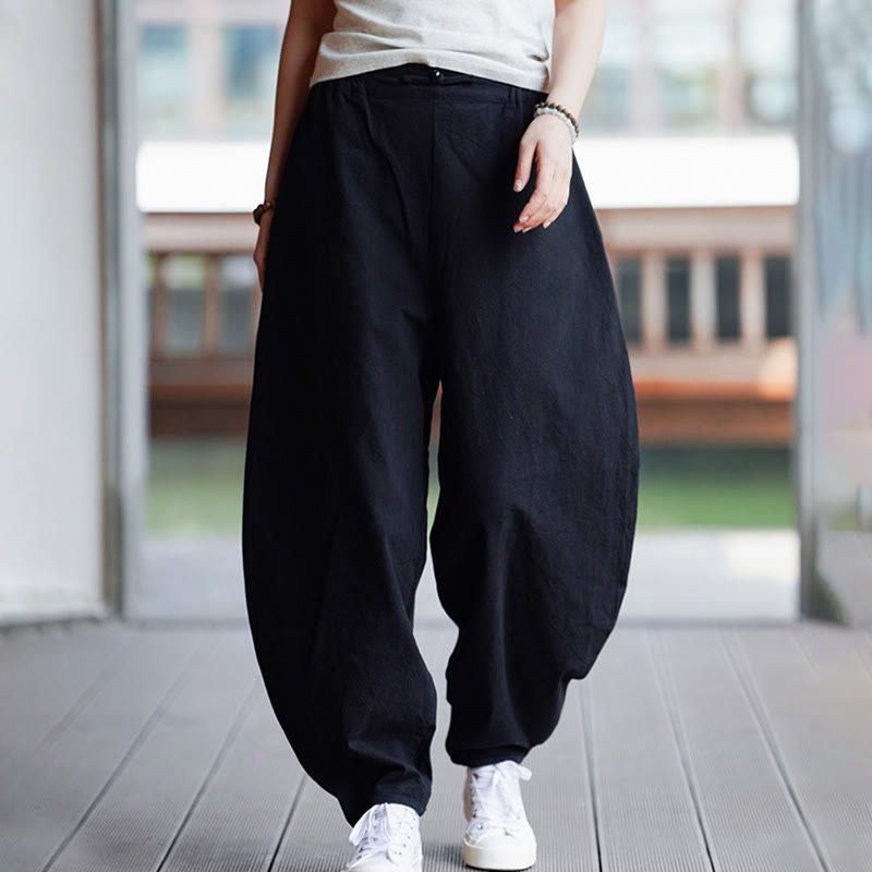 Buddha Stones Summer Plain One Chinese Frog-Button Straight Leg Design Men's Cotton Linen Pants With Pockets - image 26