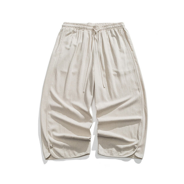 Buddha Stones Summer Plain Drawstring Design Linen Cotton Men's 7-8 Length Pants With Pockets - image 11