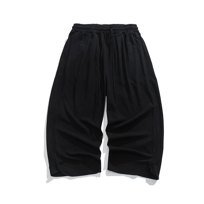 Buddha Stones Summer Plain Drawstring Design Linen Cotton Men's 7-8 Length Pants With Pockets - image 26