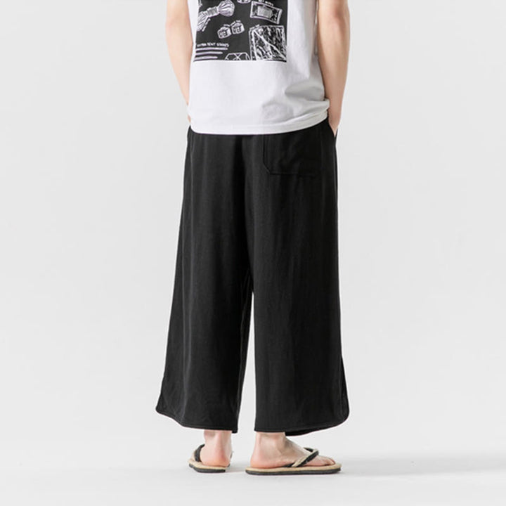 Buddha Stones Summer Plain Drawstring Design Linen Cotton Men's 7-8 Length Pants With Pockets - image 15